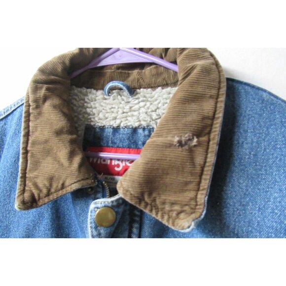VTG Wrangler Hero Men's Denim Jacket Sherpa Lined Work Coat Corduroy Collar XL - Picture 2 of 14